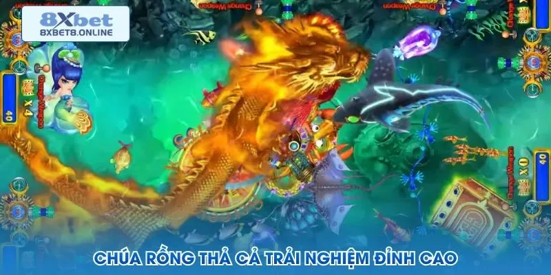 Màn hình trò bắn cá Chúa Rồng Thả Cá với nhiều loài sinh vật biển