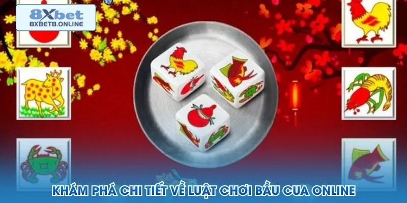 Bàn bầu cua với sáu biểu tượng và ba viên xúc xắc